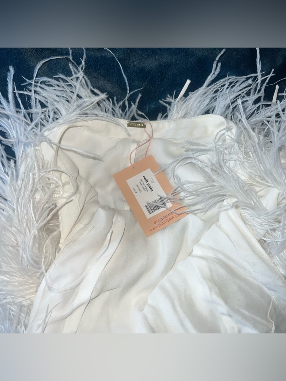 Cult Gaia Vale Shannon White Bridal Mini Dress Feather - Picture 6 of 15